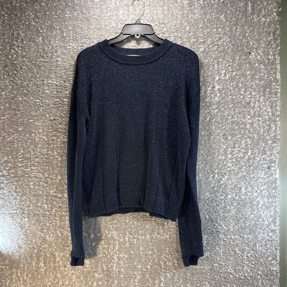& Other‎ Stories Womens Sweater Blue Metallic Cotton Blend Oversized